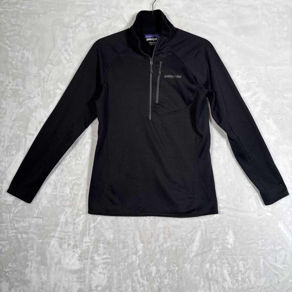 Patagonia Womens R1 Pullover Regulator Med Polartec Fleece 1/2 Zip Black 40118